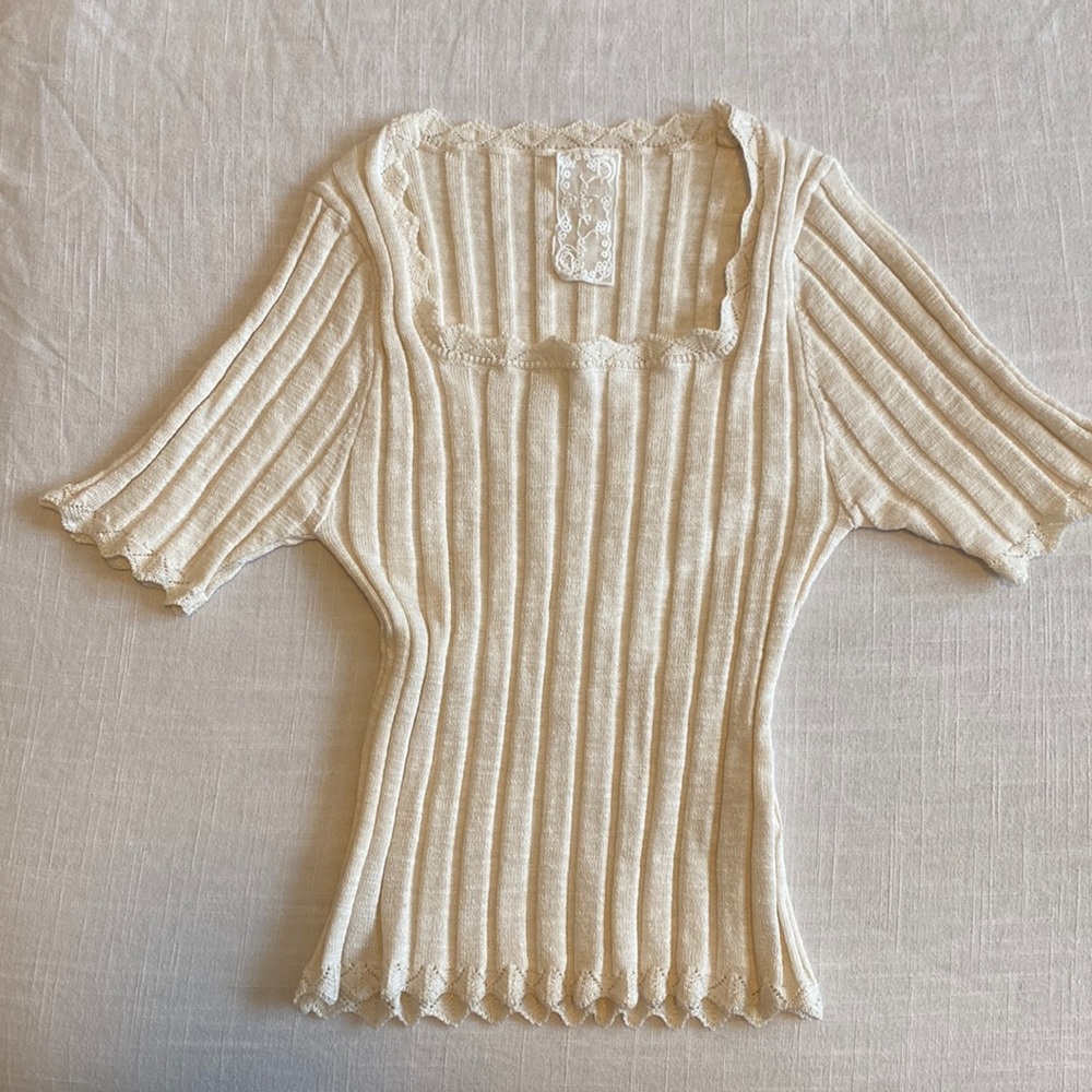 Cream stretch top